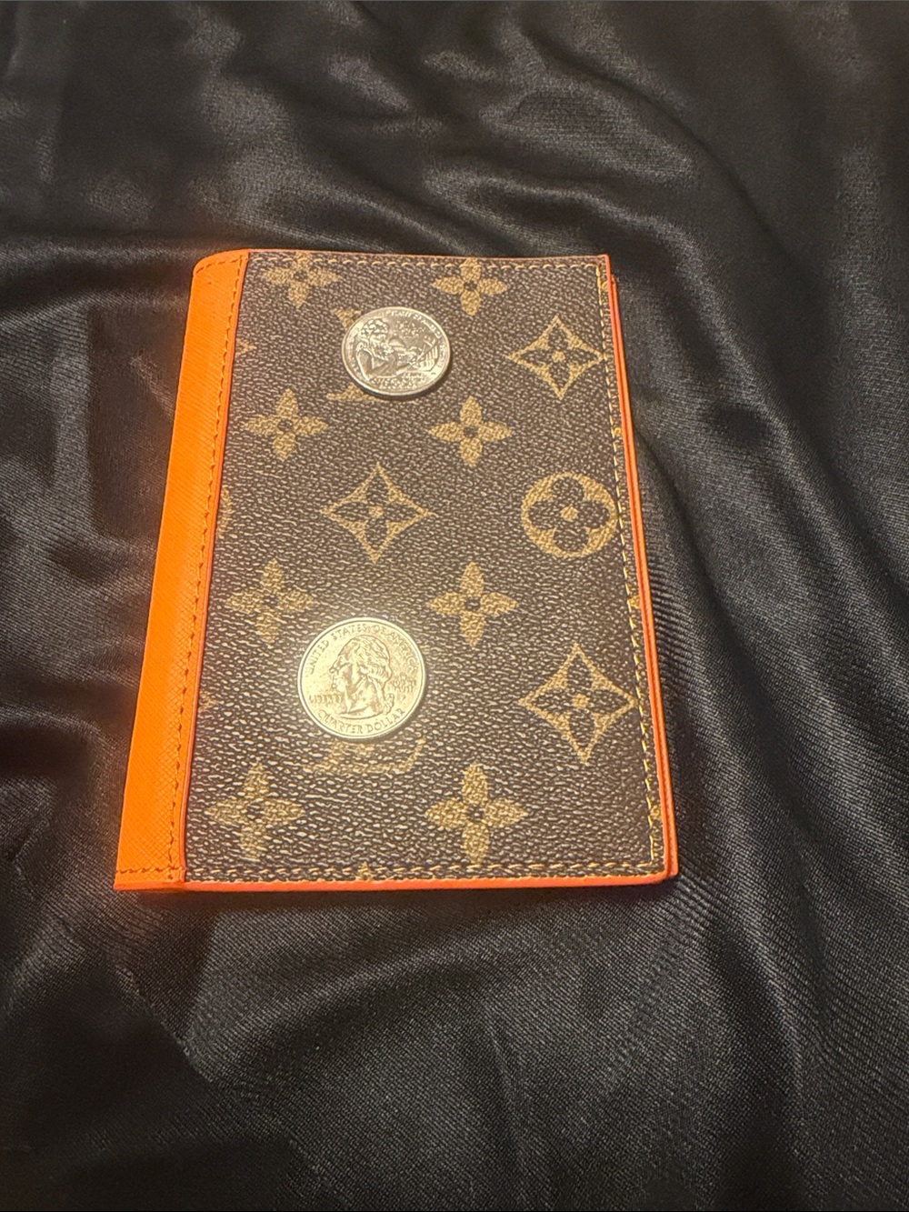 Passport Cover/ Cardholder with Orange Trim